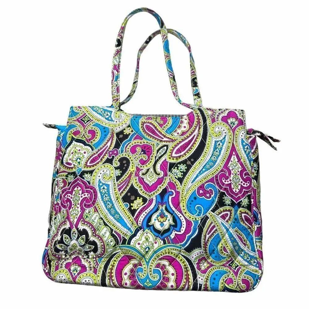 Vera Bradley silk collection paisley top handle shoulder handbag  EUC